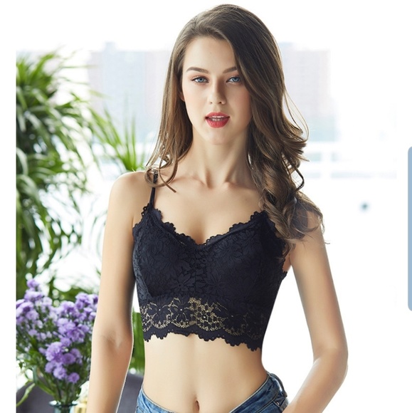 Stretch Lace Bra Bralette Black OS - Picture 2 of 3